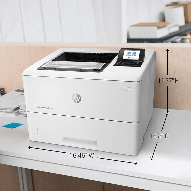 پرینتر اچ پی تک رنگ تک کاره با چاپ لیزری مدل LaserJet Enterprise M507dn، سایز چاپ A4، قابلیت چاپ دو رو، مجهز به پورتهای USB 2.0 و Ethernet